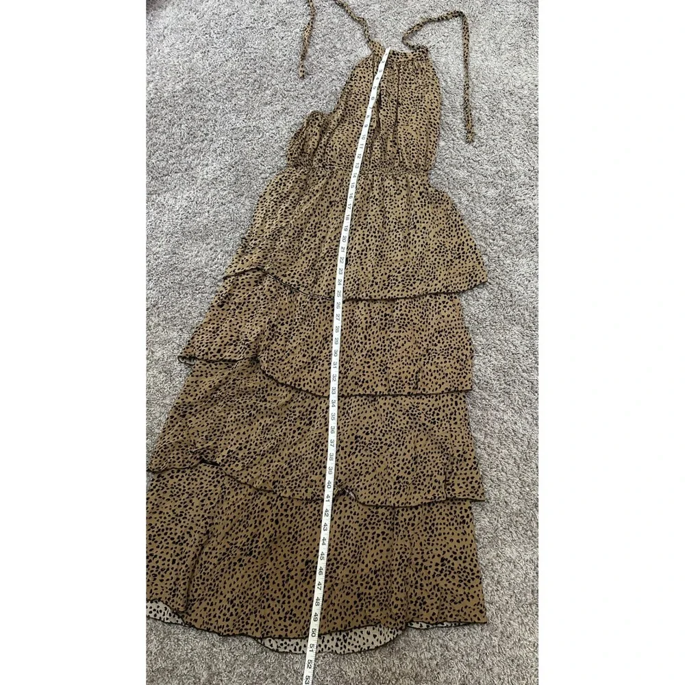 Ace Fashion Halter Maxi Dress Tiered Ruffle Animal Print Sleeveless large - Picture 5 of 8